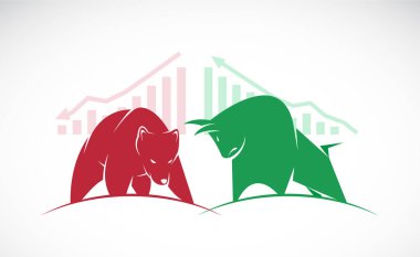 Vektör borsa eğilimlerin boğa ve ayı sembollerin. Büyüt