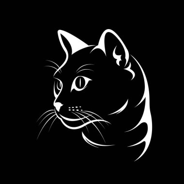 Siyah arka plan, vektör illustra bir kedi yüz tasarım vektör