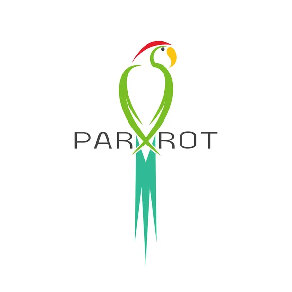 Vector van een ontwerp van de papegaai op witte achtergrond. Vogel pictogram — Stockvector