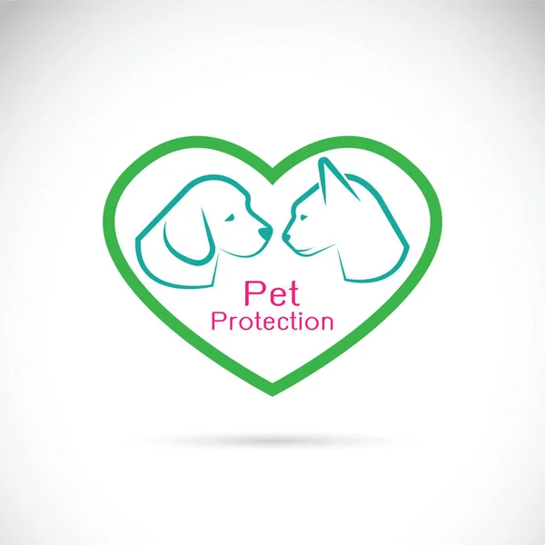 Vector of an dog and cat in the heart on white background. Pet p — Stock Vector
