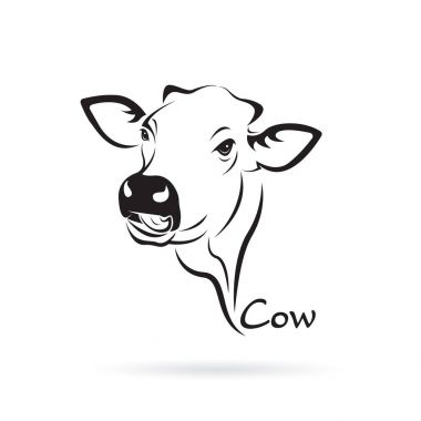 Beyaz arka planda inek kafası tasarımı taşıyıcısı. Çiftlik Hayvanları.