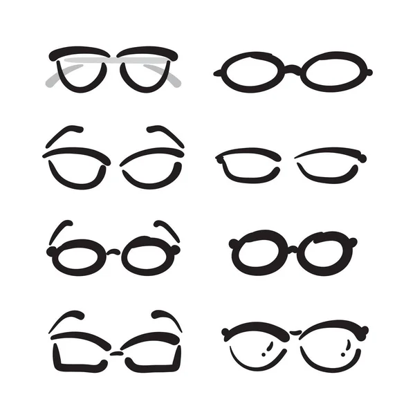 Grupo vetorial de óculos desenhados à mão sobre fundo branco . — Vetor de Stock