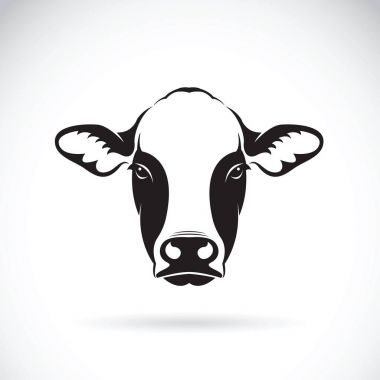 Beyaz arka planda inek suratı tasarımı taşıyıcısı. Çiftlik Hayvanları.