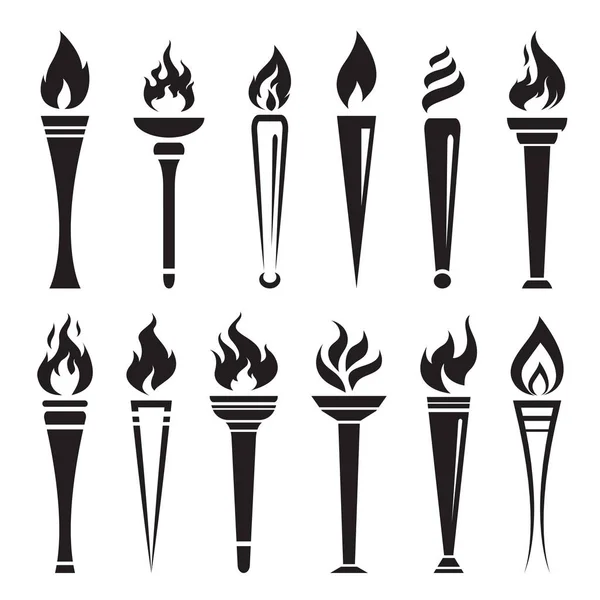 Vector of fire torch victory champion on white background. Flame — Stock Vector