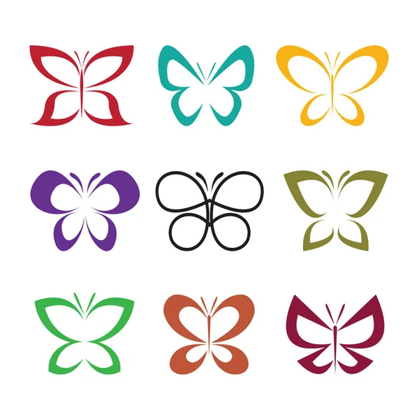 Grupo vectorial de diseño de mariposa sobre fondo blanco. Ani de insecto — Vector de stock