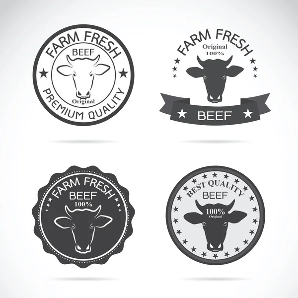 Set of vector cow labels on white background. Farm Animal. — Stock Vector