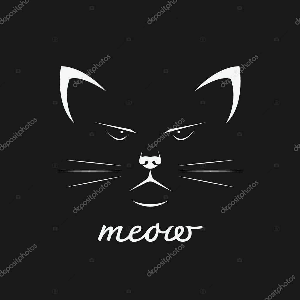 Vector of a cat face design on black background. Pet. Animal.