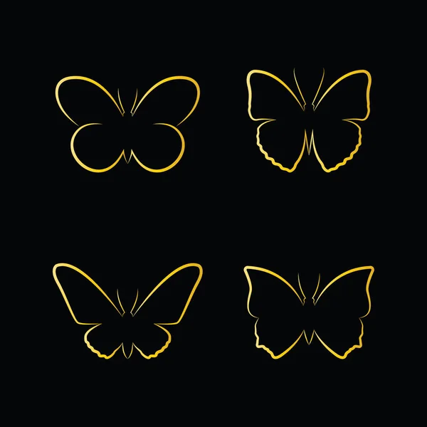 Vector de mariposa dorada sobre fondo negro. Insectos, Animales — Vector de stock