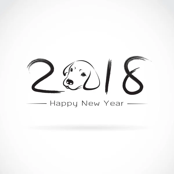 Ilustración vectorial del perro, Tarjeta de año nuevo 2018, Año del perro. — Archivo Imágenes Vectoriales