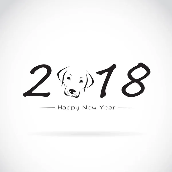 Ilustración vectorial del perro, Tarjeta de año nuevo 2018, Año del perro. — Archivo Imágenes Vectoriales