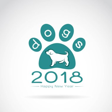 Köpek, 2018 yeni yıl kartı, Logo köpek vektör Illustration. Yıl o