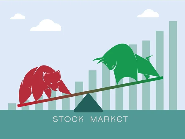 शेयर बाजार के रुझानों के बैल और भालू प्रतीक के वेक्टर। ग्रोथ — स्टॉक वेक्टर