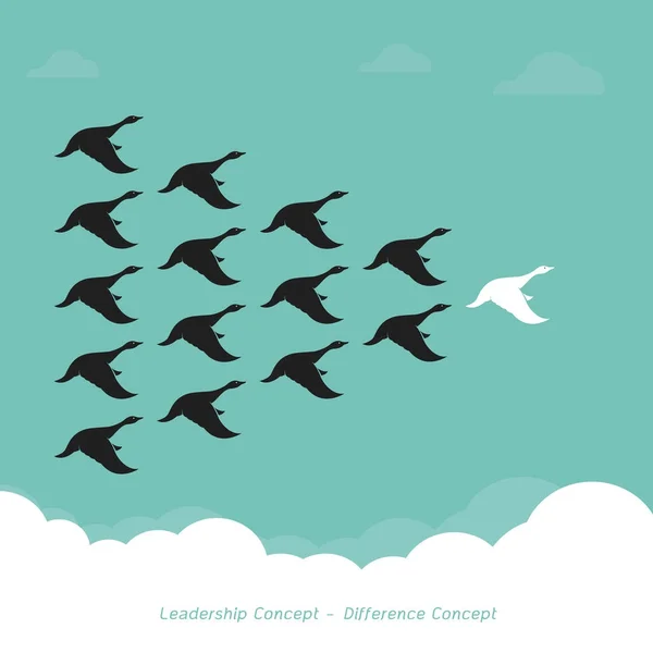 Flock en anka flyger sky., ledarskap koncept och Diff — Stock vektor