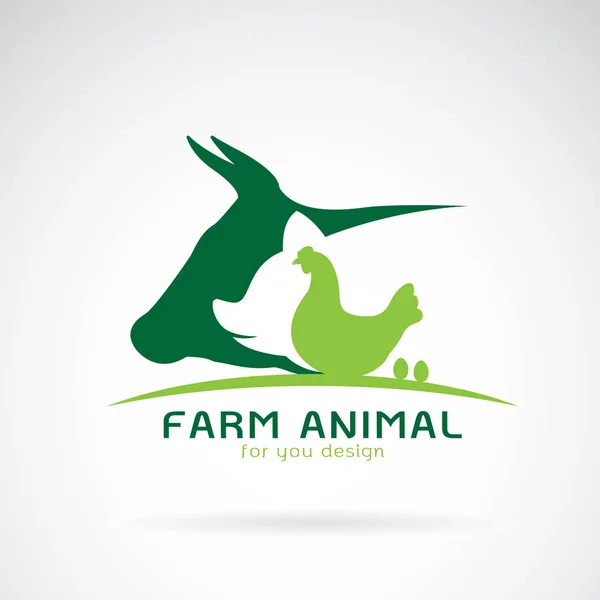 Gruppo vettoriale di animali da fattoria etichetta., Mucca, maiale, pollo, uovo. Logo — Vettoriale Stock