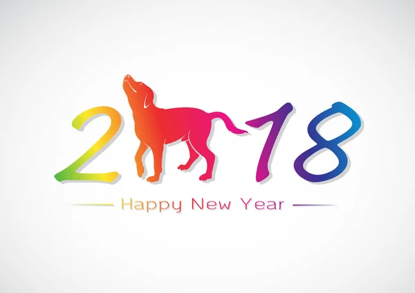 Ilustración vectorial de perro labrador, tarjeta de año nuevo 2018 , — Archivo Imágenes Vectoriales