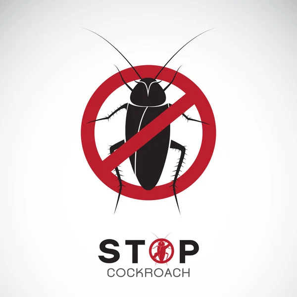 Vector van kakkerlak in rode stop teken op witte achtergrond. — Stockvector