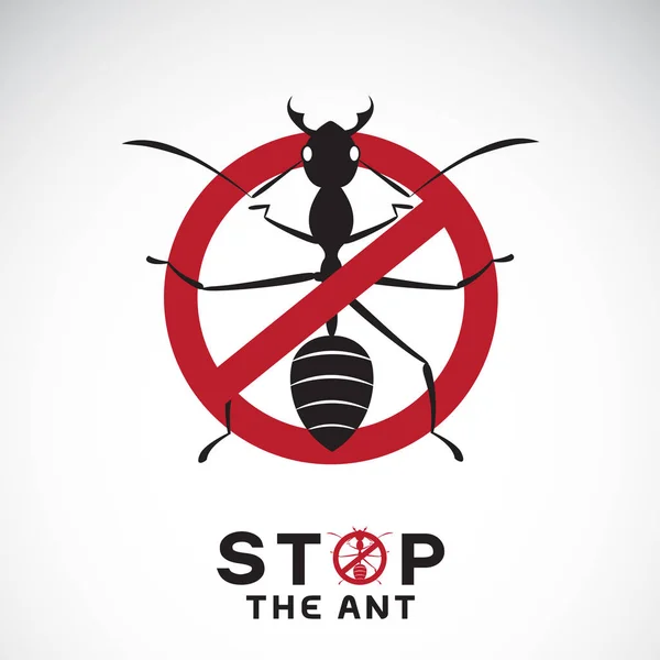 Vector de hormiga en señal de stop rojo sobre fondo blanco. Sin hormigas . — Archivo Imágenes Vectoriales