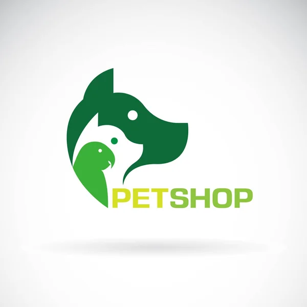 Grupo de vetor de animais - Cão, gato, papagaio em fundo branco. Bea... — Vetor de Stock