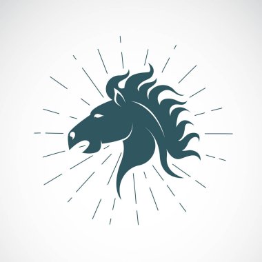 At başı beyaz arka plan üzerinde vektör. Hayvan. Atın sembolü. 