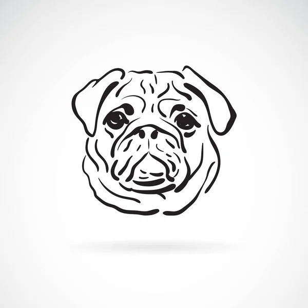 Vektor Mops psí tvář na bílém pozadí, PET zvířata. Snadné e — Stockový vektor