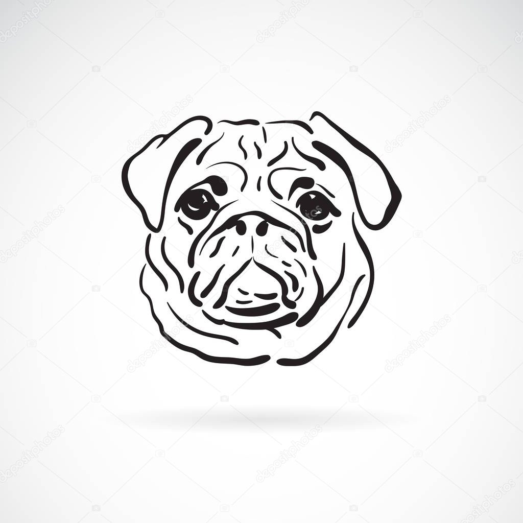 Vector of pug dog face on white background, Pet. Animals. Easy e