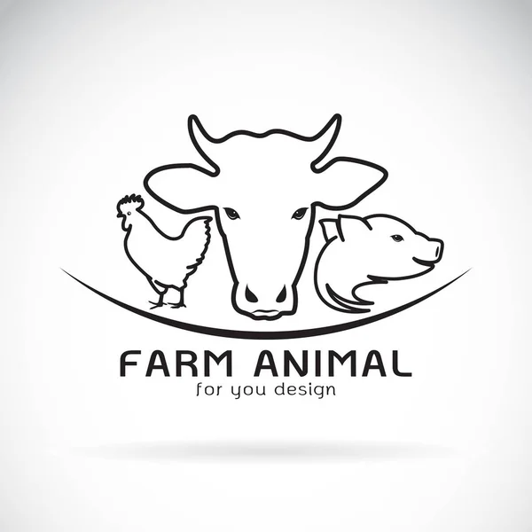 Kelompok vektor dari label peternakan hewan, sapi, babi, ayam. Logo Anim - Stok Vektor