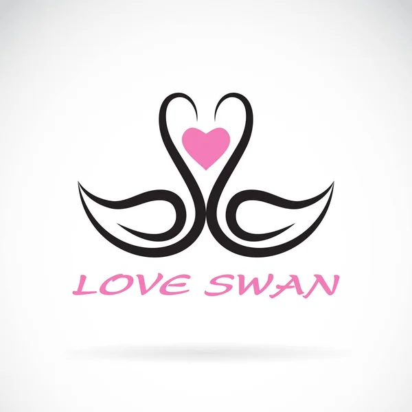 Vector of two swan and heart on white background. Bird. Animals. — Stock Vector