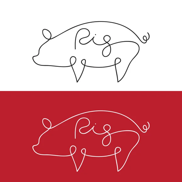 Vektor des Liniendesigns Silhouette des Schweins auf weißem Hintergrund und — Stockvektor