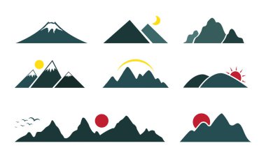 Vector set of mountain on white background. clipart