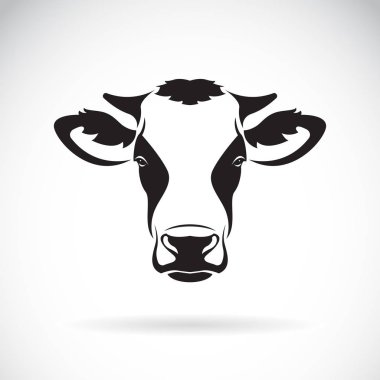 Beyaz arka planda inek kafası tasarımı taşıyıcısı. Çiftlik Hayvanları. 