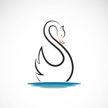 Beyaz arkaplanda kuğu tasarımı taşıyıcısı. Vahşi Hayvanlar. Kuşlar. 