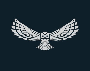 Baykuş tasarımının taşıyıcısı. Vahşi Hayvanlar. Kuş logosu ya da ikon. Kolay 