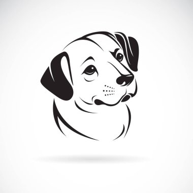 Beyaz arka planda bir köpek kafası tasarımı taşıyıcısı. Hayvanlar. Evcil hayvan. Köpek kafası logosu ya da simgesi. Kolay düzenlenebilir vektör illüstrasyonu.