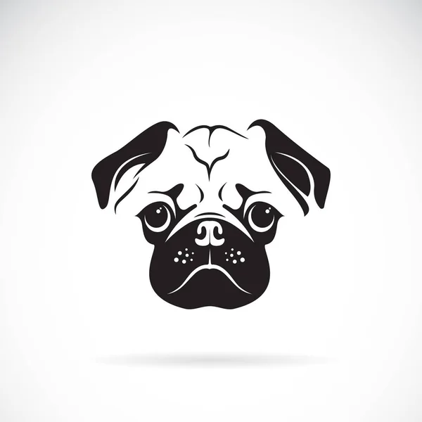 Vector Pug Dog Face White Background Pet Animals Easy Editable — Stock Vector