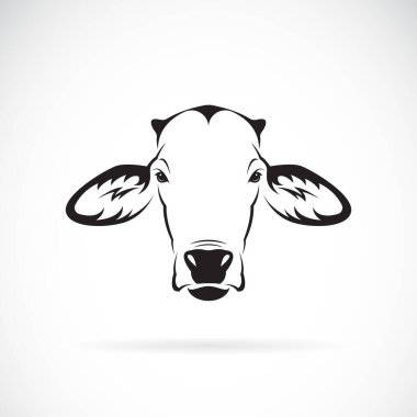 Beyaz arka planda inek kafası tasarımı taşıyıcısı. Çiftlik hayvanı. İneklerin logoları ya da simgeleri. Kolay düzenlenebilir vektör illüstrasyonu.