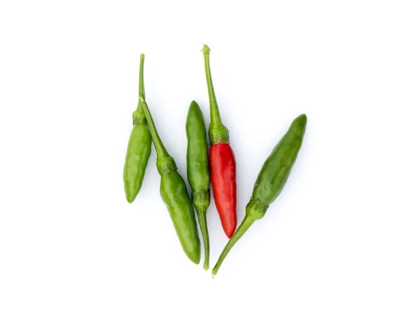 Изображение Зеленого Чили Красного Чили Белом Фоне Овощи Еда — стоковое фото