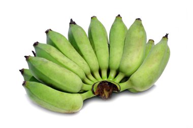 Beyaz arka planda soyutlanmış çiğ muz görüntüsü. Yiyecekler. Meyve..