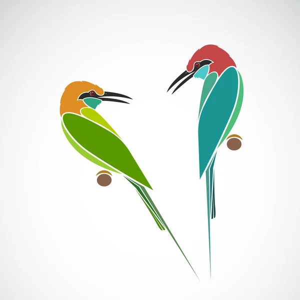 Green Bee Eater Blue Throated Bee Eater Sobre Fondo Blanco — Vector de stock