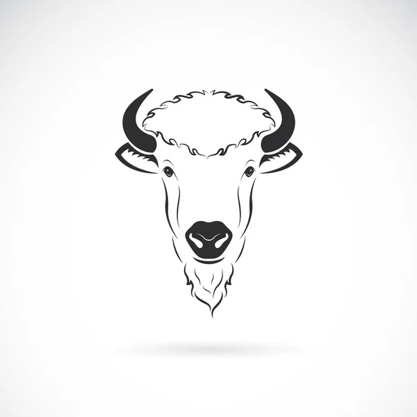 Wektor Projektu Głowy Żubrów Białym Tle Dzikie Zwierzęta Logo Bisons — Wektor stockowy