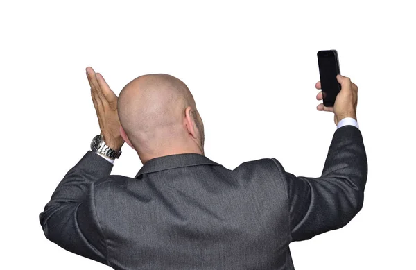 Empresario tomando fotos por teléfono — Foto de Stock