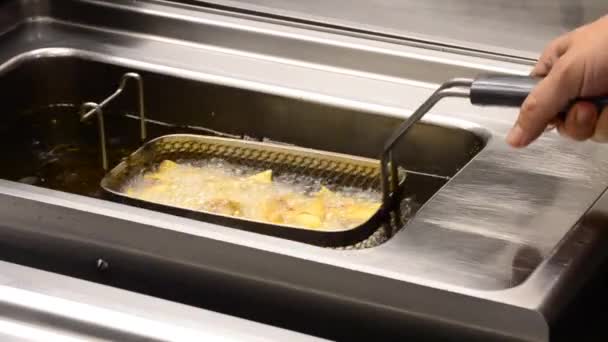 Chef cocinando verduras fritas — Vídeo de stock