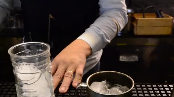 Close Male Hands Make Fresh Cocktails — Stock Video