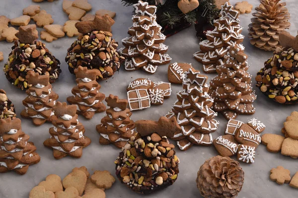 Christmas Cookies Trees Nuts — Stock Photo, Image
