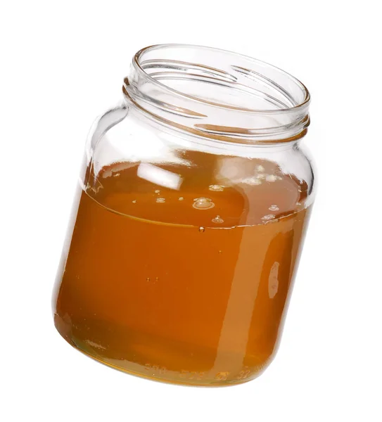 Honey Glass Pot Isolated White Background — Stock Photo, Image