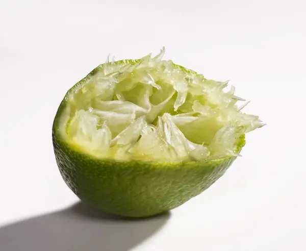 Half Squeezed Lime Closeup Isolated White — Stock Photo, Image