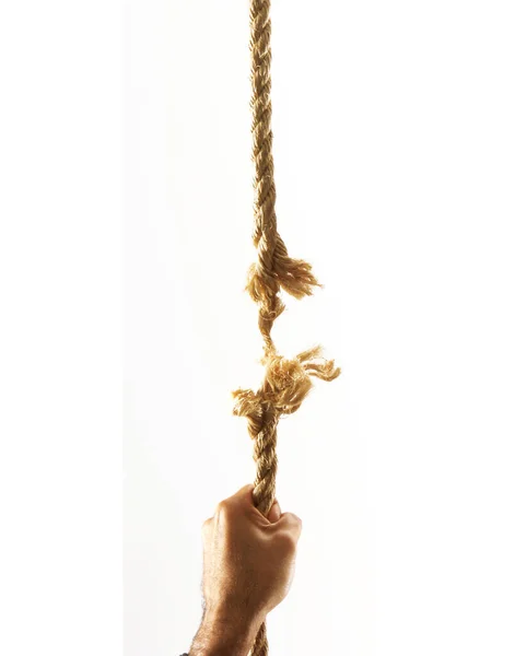 Holding Broke Rope Extreme Concept Situation — Stock Photo, Image