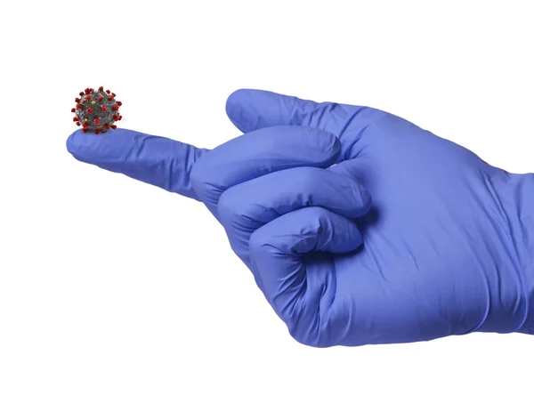 Koronawirus Czubku Palców Naukowca Eksperymentu Testowego — Zdjęcie stockowe
