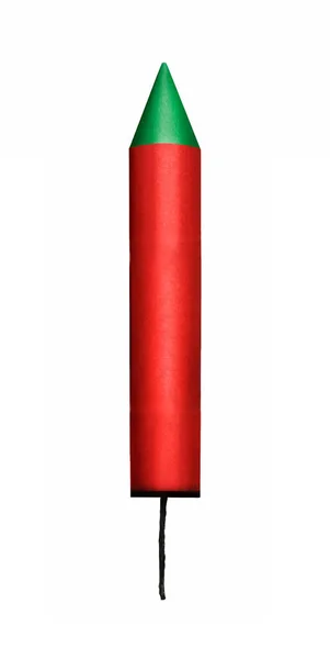 Червона Феєрверкова Ракета Ізольована Білому Тлі — стокове фото