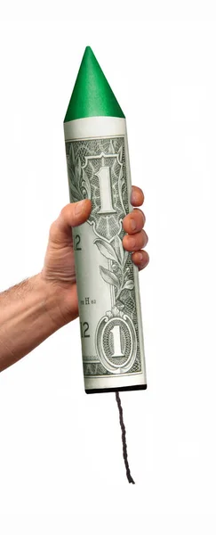 Lanzamiento Economía Del Dólar Cohete Billete Dólar Después Crisis Económica — Foto de Stock