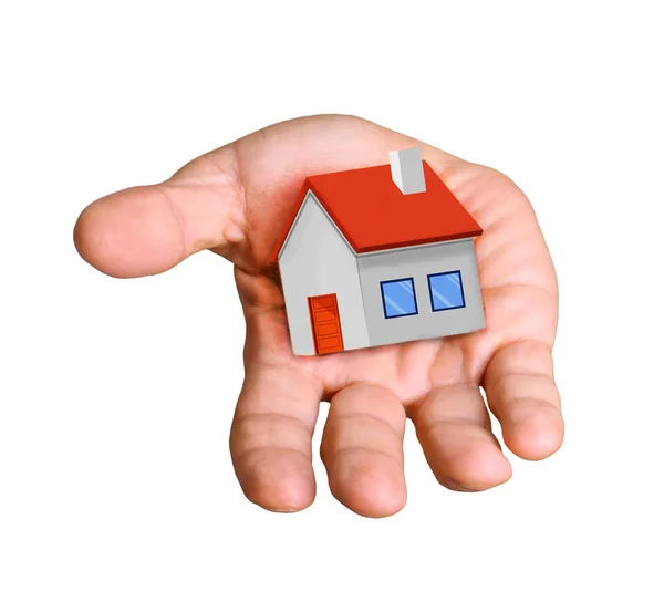 Venditore Agente Immobiliare Dare Casa Portata Mano Concetto — Foto Stock